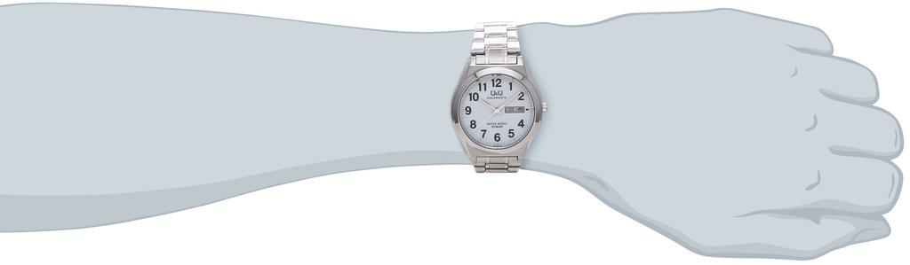 [Citizen Q&Q] Часы аналоговые солнечные водонепроницаемые дата день недели металлический ремешок H010-204 мужские белые