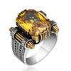 Серебряное мужское кольцо с цитриновым камнем, кольцо из стерлингового серебра 925 пробы, кольцо с цитрином, турецкое кольцо ручной работы, идея подарка для мужчин