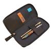 Leather Combination Round Zip Pen Case 2 Denim and Genuine Leather Pencil Case [Black] LDKC-RZP2-01