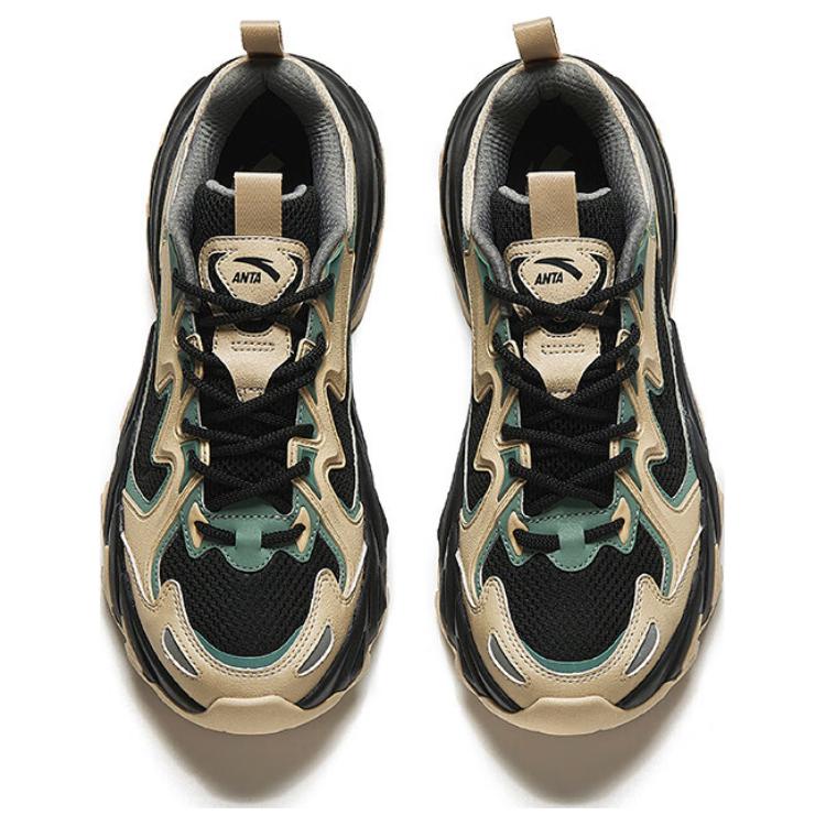 Anta Rock Textile, Synthetic Leather Slip Resistant Abrasion Resistant Low top Casual Shoes Men's Beige Black Green Sneakers 112448865-3