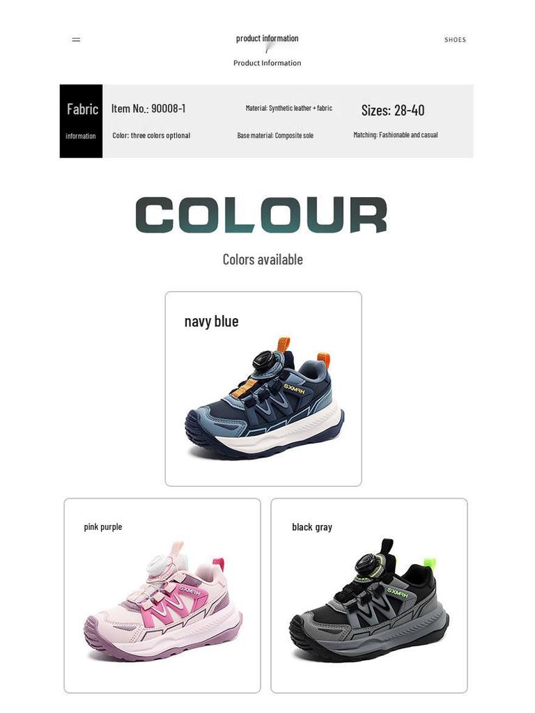 W.KIDS Multi-Color Fleece-Lined Sports Shoes with Fashionable Patchwork, Cool Buckle Design, Warm & Comfortable.