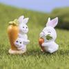 Mini Miniature Rabbit Figurine Cartoon Miniature Resin Hare Handicraft Carrot Bunny Statue