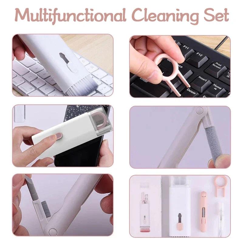 7 In 1 Portable Multi-function Laptop Keyboard Cleaning Brush Set Mobile Phone Earphone Dust Removal Brush