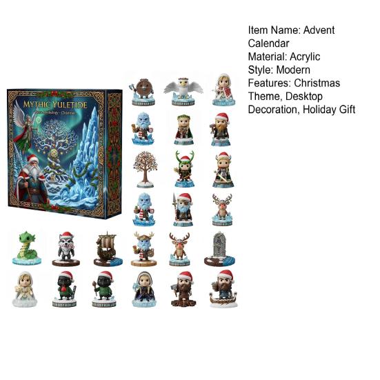 Рождественский Мифический Святки Адвент-календарь Мультяшная Фигурка 24 Дня Рождественский Календарь Обратного Отсчета Домашний Офис Книжная Полка Настольное Украшение Праздничный Подарок