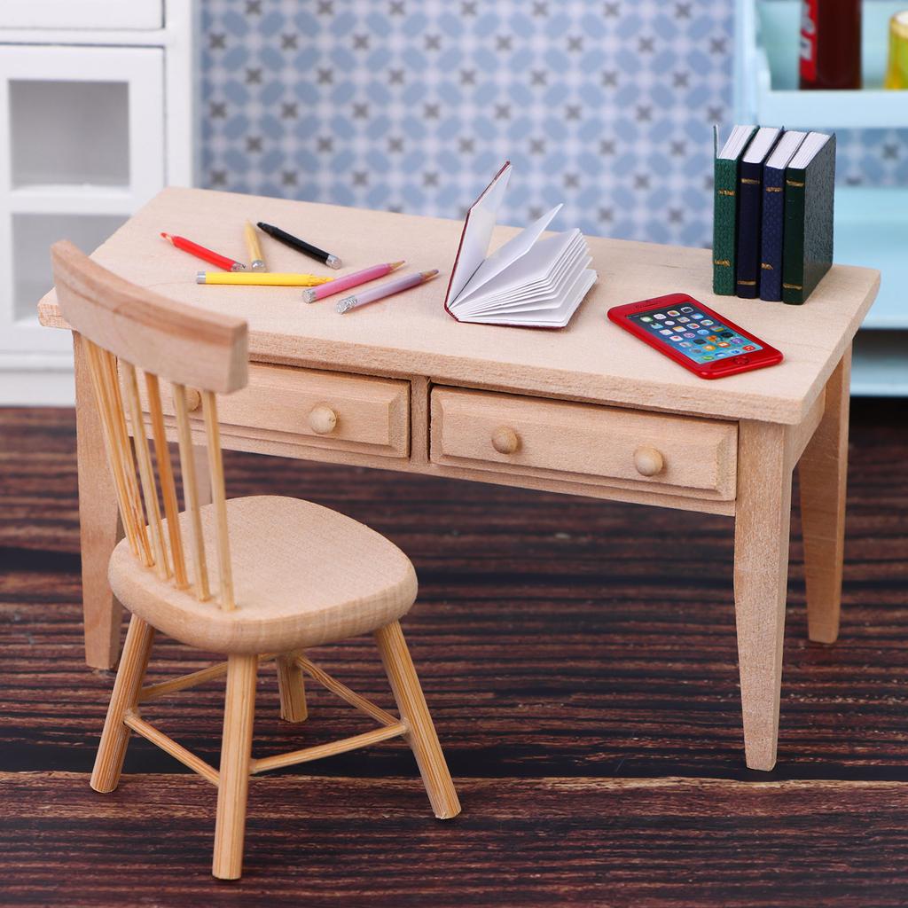 Деревянная мебель для кукольного домика, мини-мебель для кукольного домика, набор миниатюрных стульев