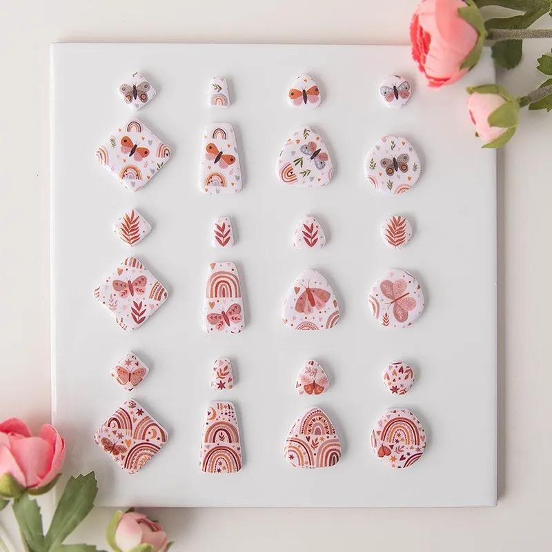 Bohemian Style Rainbow Heart Butterfly Polymer Clay Special Watercolor Transfer Paper Soft Pottery Earring Jewelry Coloring Tool
