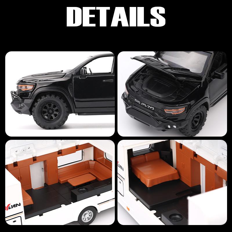 1/32 DODGE Mammoth 1000 TRX RV Car Off Road Vehicle Alloy Diecast Model Camping Car Children's Toy Car Home Decoration Ornaments