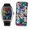 Frank Miura Watch Long Wallet Set No. 6 Good Luck Wealth Gold Mens Womens (Rainbow Black/Crazy)