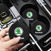CGS1 Car Coaster Waterproof Non-Slip Mat Water Cup Slot Decorate For Skoda Octavia 2 3 Fabia A7 Rapid Superb Kamiq Kodiaq Accessories