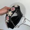 Элегантная женская сумка из жемчужного велюра, роскошная вечерняя сумка на плечо со стразами, бриллиантовые хрустальные сумки через плечо для женщин, свадебная сумочка