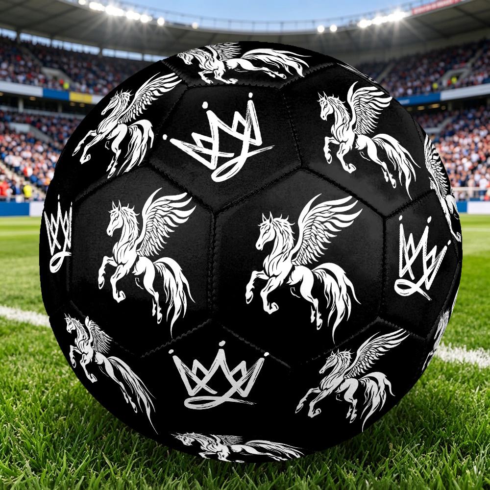 1PC Horse Fantasy Art Royal Crown Artwork Soccer Ball Size 5 Football Machine Sewn Indoor/Outdoor Universal Football S91