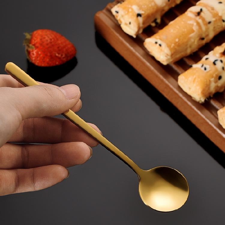 Кофейная ложка из нержавеющей стали с круглой головкой, корейский стиль, винтажные чайные ложки