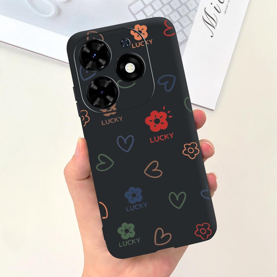 Чехол для Tecno Spark Go 2024 Милый Цветочный Узор Сердечки Конфетный Цвет Мягкий Силикон Тонкая Задняя Крышка Телефона Для Spark Go (2024) BG6