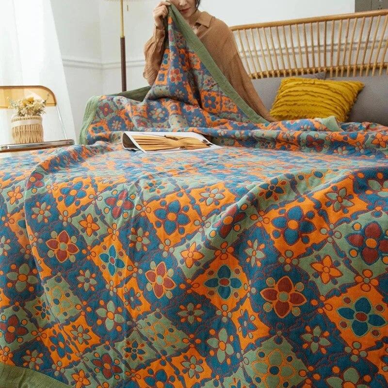 Хлопковое вязаное одеяло класса А для мамы и ребенка, тройное пряжа, многофункциональное покрывало, одеяло для кровати, мягкое одеяло с кондиционером