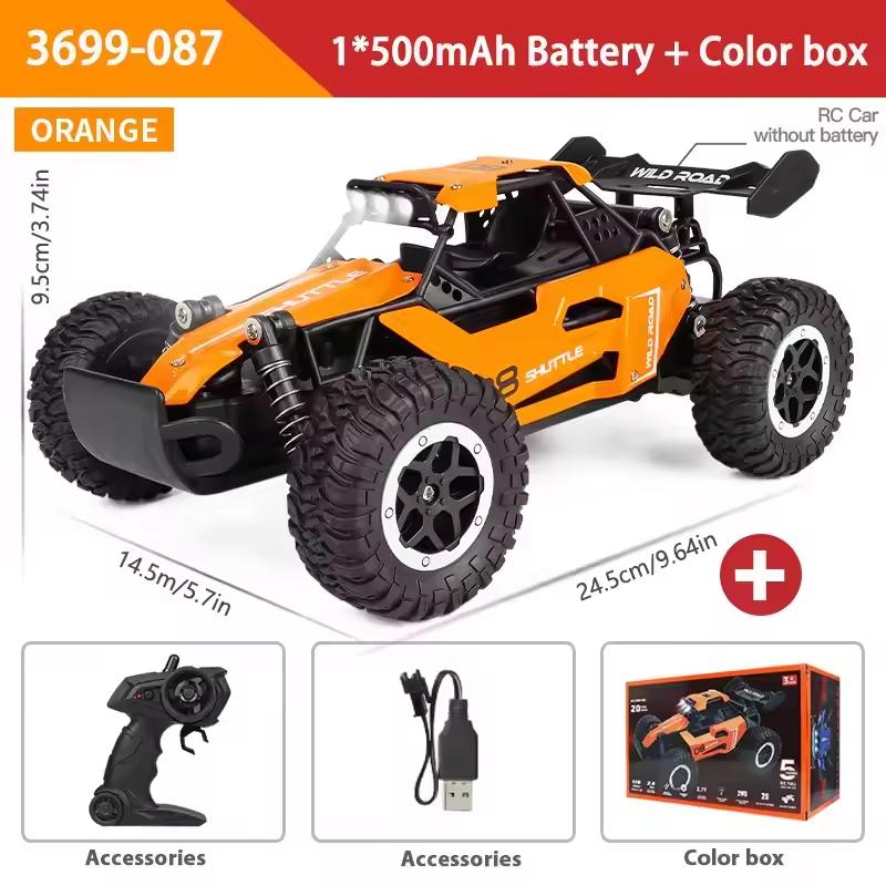 RC Off-Road Car 1:16 Scale All Terrain Fast RC Car 20KM/H High Speed 2WD Electric Vehicle with 2.4G Remote Control Monster Truck