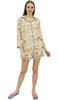 Womens Peach Rayon Printed Shorts Set Long Sleeve Sleepwear