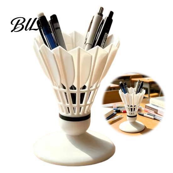 Unique Gift for Students 3D Printed Badminton Pen Holder, Creative Shuttlecock Shape Desk Organizer Sports Themed Accessory Pencils Markers,
