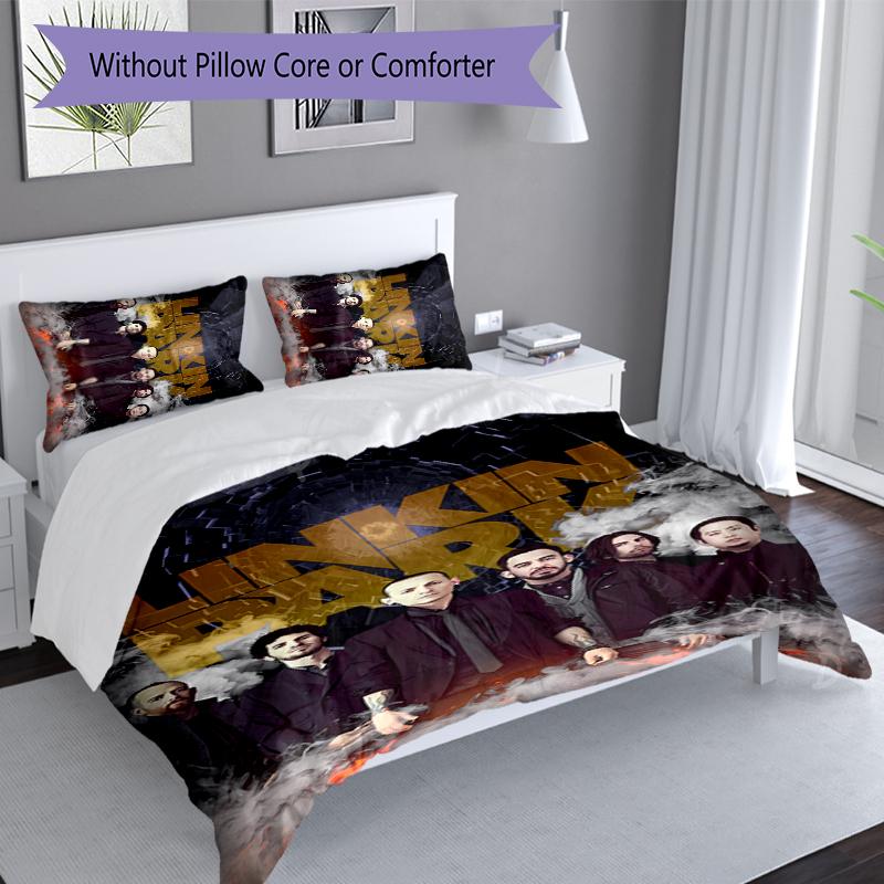 3pcs Linkin Park band logo Duvet Cover Set, Includes 1 Duvet Cover and 2 Pillowcases,Skin-Friendly&Comfortable Fabric,Suitable Bedding Sets