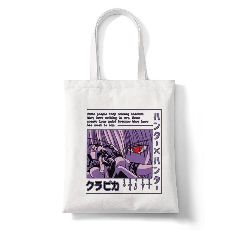 Anime Shopper Bag Hunter X Hunter Killua Zoldyck Shopping Bag Canvas Bag Tote Large Capacity Collapsible Handbags Shoulder Bag