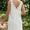 A-line Summer Casual Skirt Embroidery Mid Dress Fashion V-Neck Lace Dress  Beach Vacation
