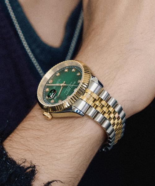 [Св.. Скотт Лондон] Св. Парные часы Scott London Tempus с бриллиантами - Зеленые ST5601MF-GGG
