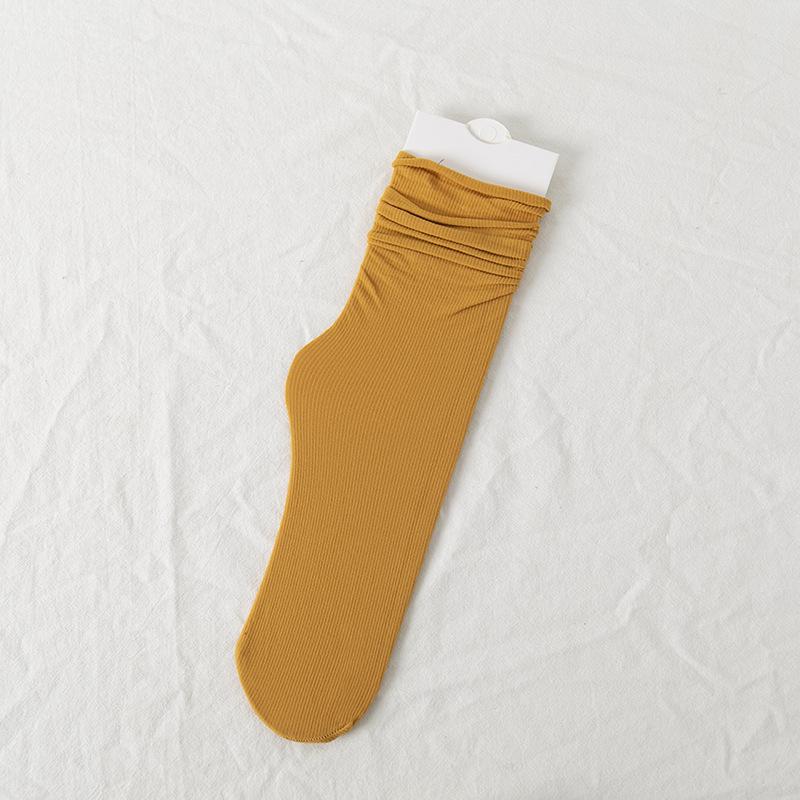 1/5 Pairs Women Ice Thin Loose Socks Calf Tube Socks Summer Purple Knee Nylon Socks Japanese Fashion College Style Solid Color