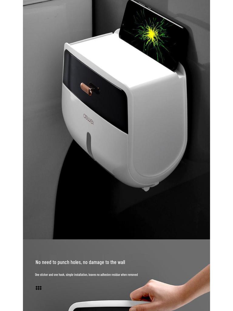 Водонепроницаемый настенный держатель для салфеток и туалетной бумаги без сверления с двухслойным хранением