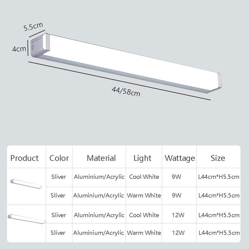 Modern LED Mirror Front Light Acrylic Long Lighting Bathroom Bedroom Vanity Mirror Lighting Indoor Led Lamp Lustre