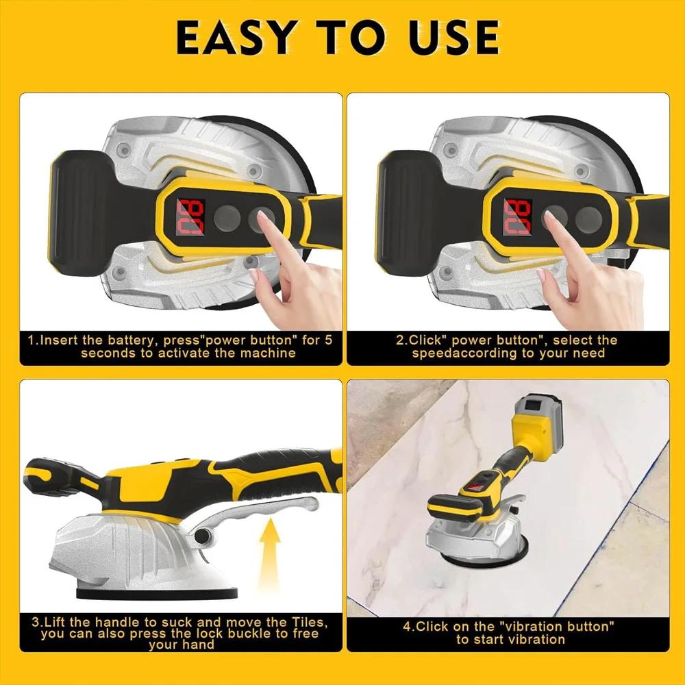 Tile Tiling Machine 8 Speed Adjustable Tile Vibration Leveling Machine Floor Vibrator Leveling Tool for Dewalt/Makita Battery