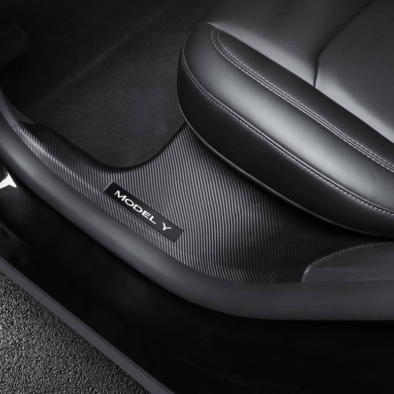 Для Tesla Model Y Защитные накладки на пороги передних и задних дверей Накладка на педали из углеродного волокна ABS для защиты от грязи Аксессуары для Tesla
