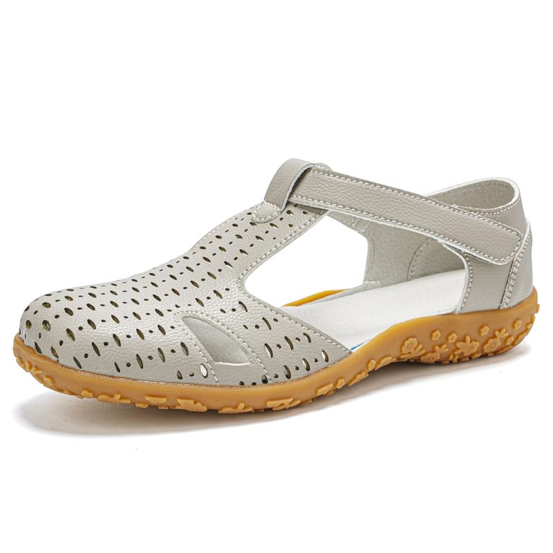 Женские сандалии летние Мэри Джейн пляжные туфли на плоской подошве с закрытым носком повседневные мягкие прогулочные сандалии большого размера