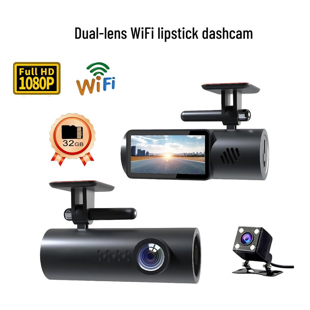 1080P HD Двухлинзовый WiFi Помада Видеорегистратор