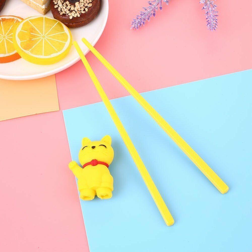 Bicolor Silica Gel Caimao Training Chopsticks Cute Cat Kids Helper Flatware Practice Chopsticks