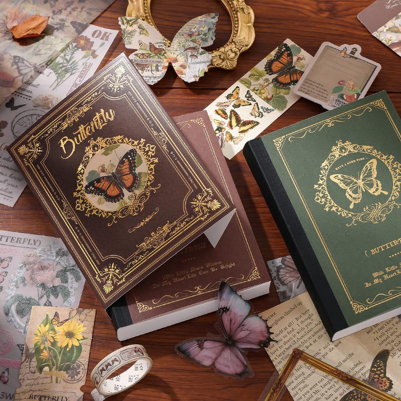 140 pcs Vintage Butterfly theme Gift set Collage stickers Scrapbooking Material handmade Diary Album Junk Journal Supplies