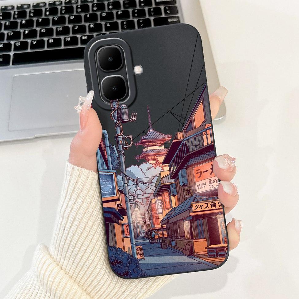 For Tecno Pop 10 4G Cover Case Silicone Cute Cartoon Fashion Flowers Love Shockproof Cover For Techno Pop 10 Phone Case Bumper