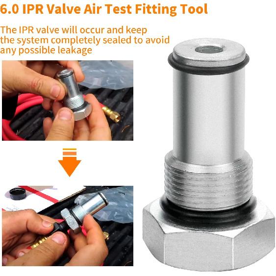Mekar 2PCS Oil Rail Adapters Kits And 1 PC 6.0 High Pressure Oil Pump IPR Valve Air Test Fitting Tool Compatible With Ford 6.0L Powerstroke Diesel
