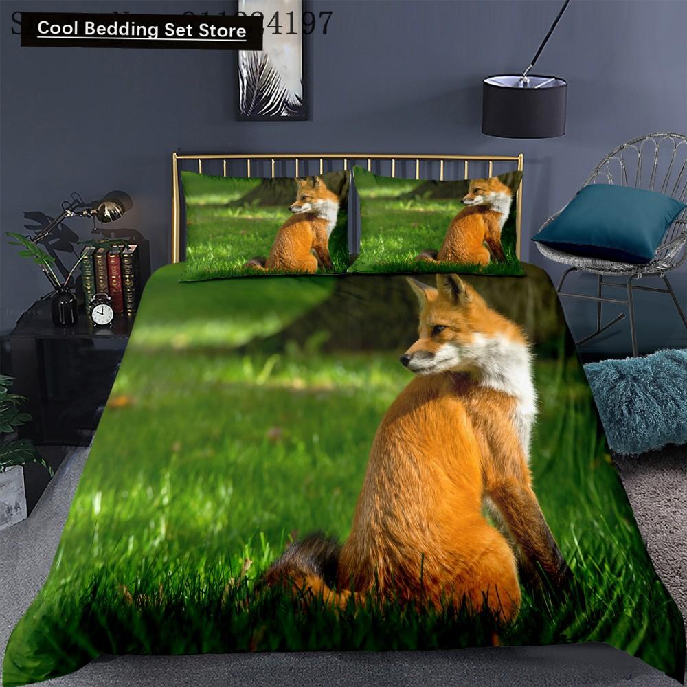 Постельное белье Животное Лиса Размер Кинг Квин 3D Милый Оранжевый Фенек Пододеяльник для Детей Подростков Взрослых Декор Спальни Покрывало