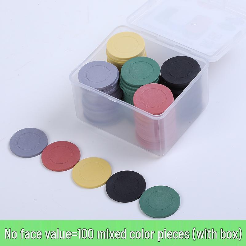 Коробка 100 пластиковых фишек для карточных игр: Баккара, Маджонг, Покер