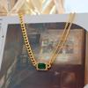 Ретро Шик Зеленый Циркон Квадратное Ожерелье - Универсальный и Элегантный Женский Чокер