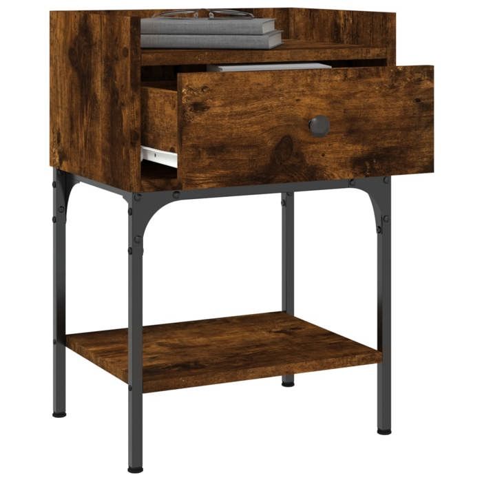 Maison Exclusive - Table de chevet chêne fumé 40,5x31x60 cm bois d'ingénierie