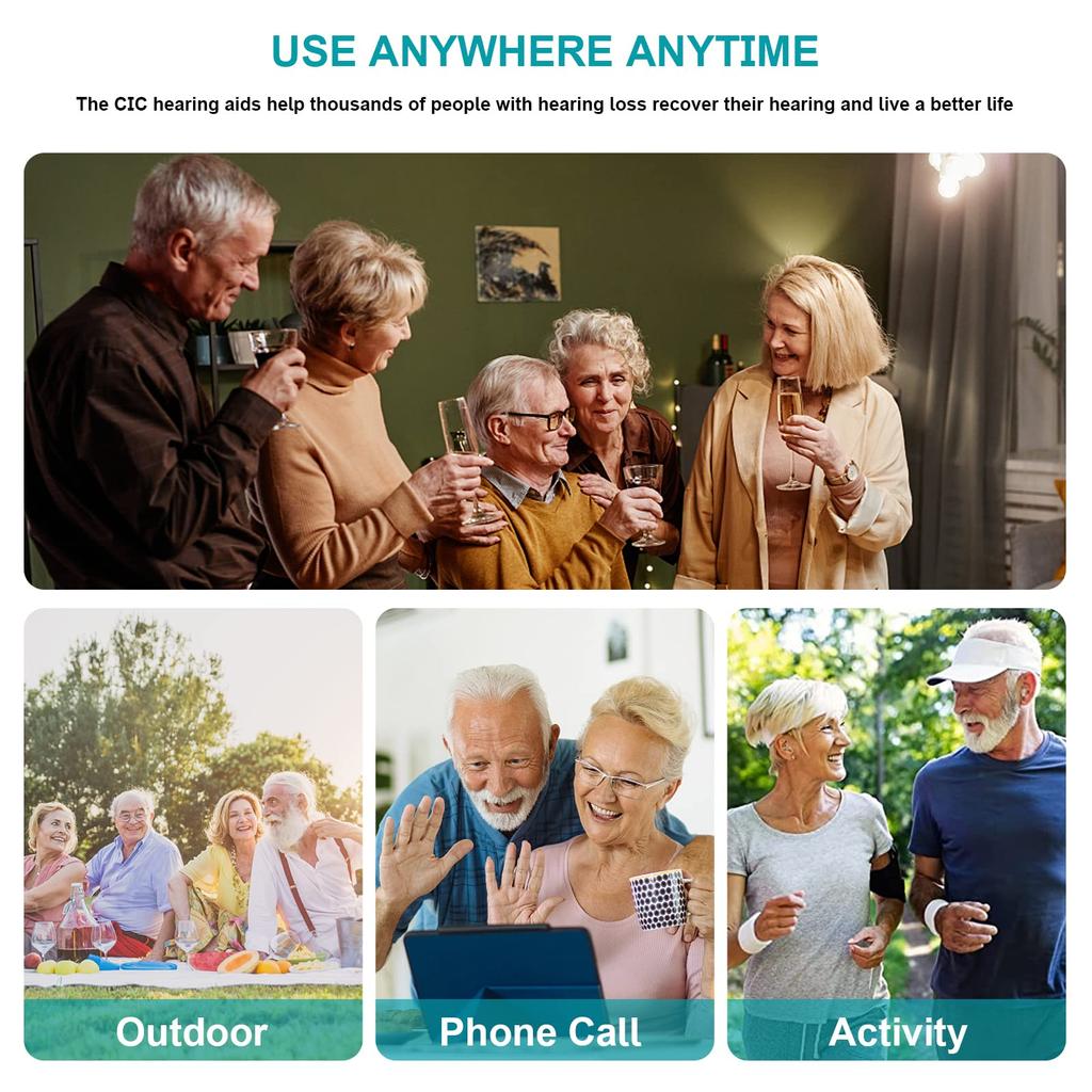 Invisible Digital Rechargeable Hearing Aids for Seniors Hearing Loss Hearing Amplifier with Noise Cancelling Hearing Aid with Charging Case