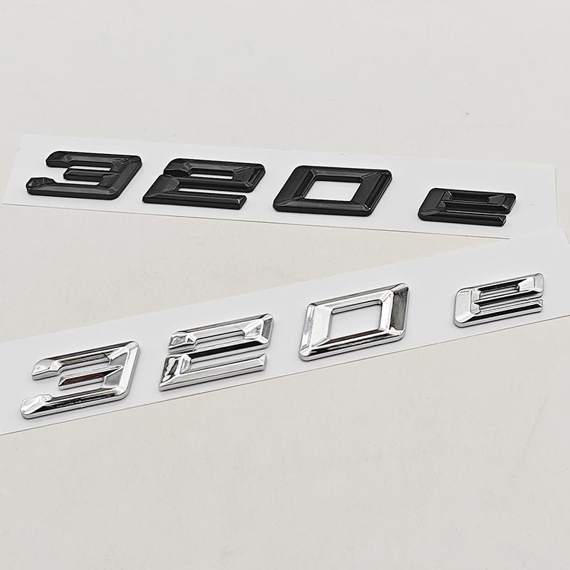 AAAOQ1 3D ABS Chrome Car Letters Logo 320e Rear Trunk Badge Emblem Sticker For BMW 3 Series EV 320e Auto Tail Marking Accessories
