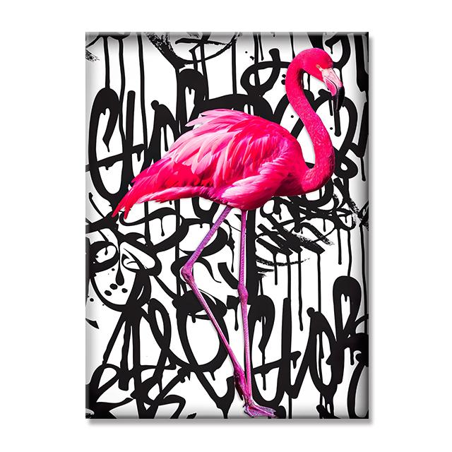 Скандинавское романтическое настенное искусство, розовый фламинго, граффити, художественная картина на холсте, постеры и принты, красивые фотографии животных для гостиной