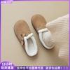 Baotou Half Slippers Women's Velvet One-pedal Leather Winter Shoes