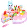 37 Pcs DIY Cutting Birthday Party Cake Toy Set Pretend Play Kitchen Food Toys Set Girls Boys Gift