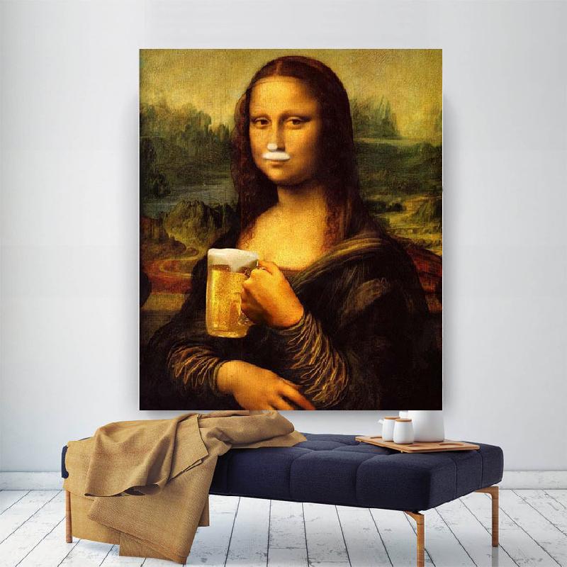 Модульный минимализм в скандинавском стиле Мона Лиза пивной постер настенное искусство печать на холсте картины для гостиной современный домашний декор