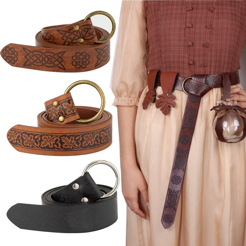 Винтажный Viking Renaissance Пояс из ПУ Кожи Средневековый Пояс Ретро Кельтский Пояс Фото Профессионалы