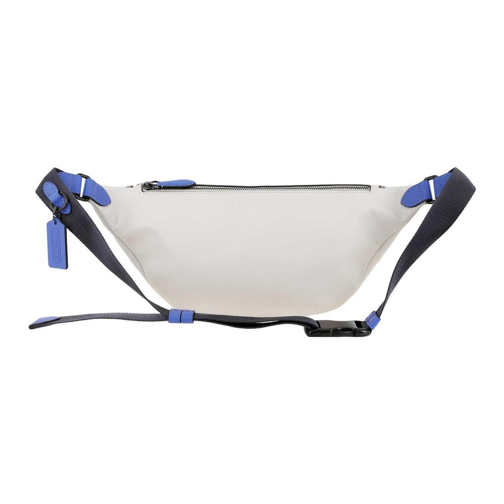 Coach League 41 Color Block Jacquard Adjustable Shoulder Strap Leather Waist Bag Large Women Waist Bag Dark-Gray White Blue C9583-JITXE
