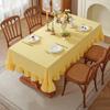 Однотонная скатерть с оборками, смесь хлопка, деревенская скатерть, прямоугольная квадратная накладка на стол для фермерского дома