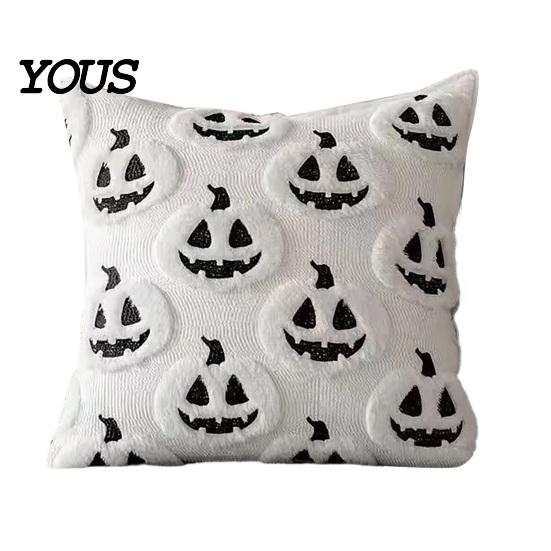 Machine Washable Pillow Protector Plush Pumpkin Cushion Cover, Halloween Throw 18 x Fall Home Decor for Living Room Inches Maple Leaf Case Sofa Couch